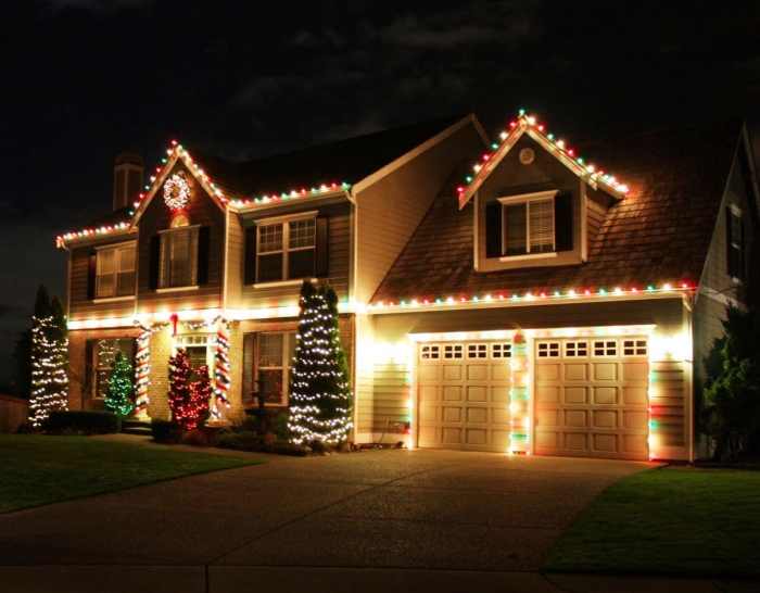 Outdoor christmas decor lighted