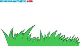 Grass and flowers drawing easy