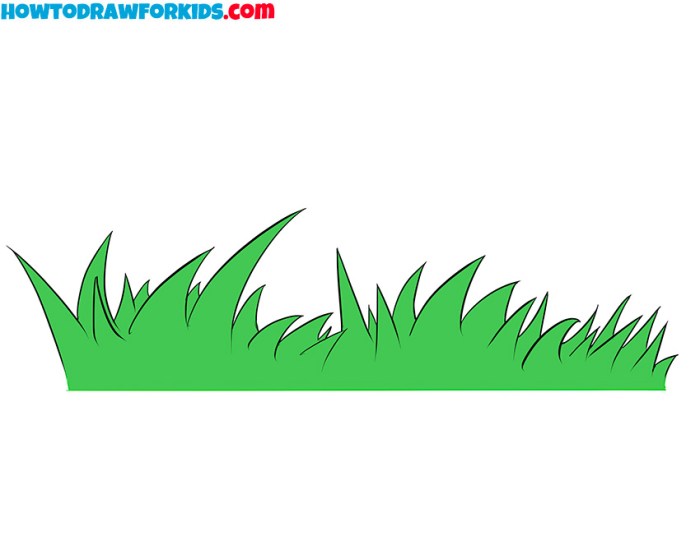 Grass and flowers drawing easy