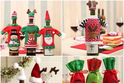 Christmas wine bottle decor