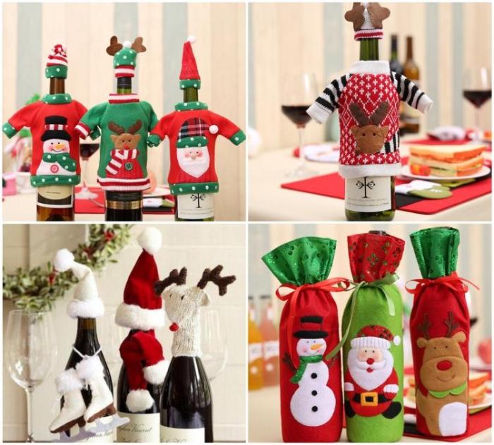 Christmas wine bottle decor