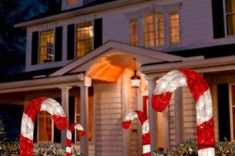 Candy cane christmas decor outside