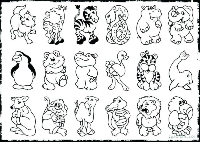 Animal coloring sheets grouped by continent