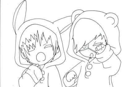 Cute anime couple coloring pages