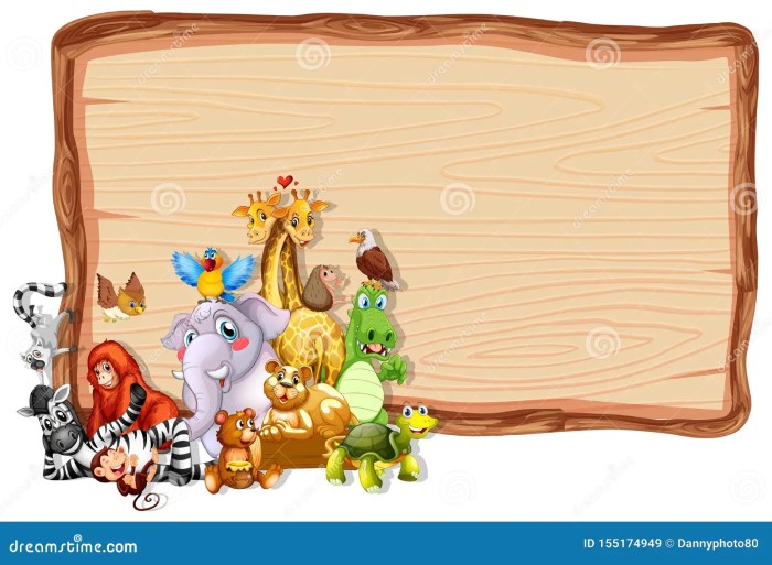 Border animals wild template vector happy face vectors