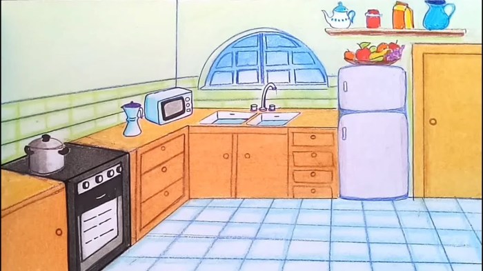 Animation kitchen drawing easy