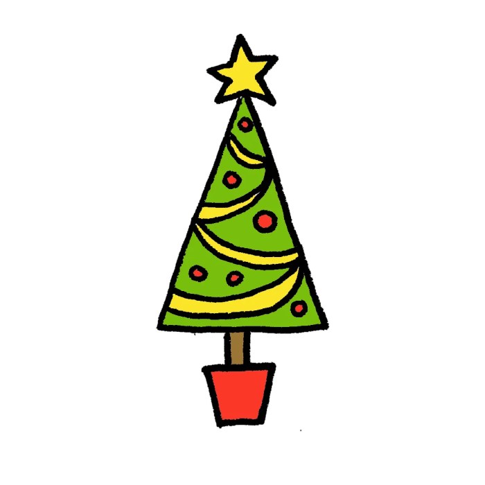 Christmas tree easy drawing