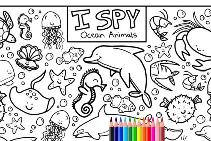 Sea animals clipart coloring pages