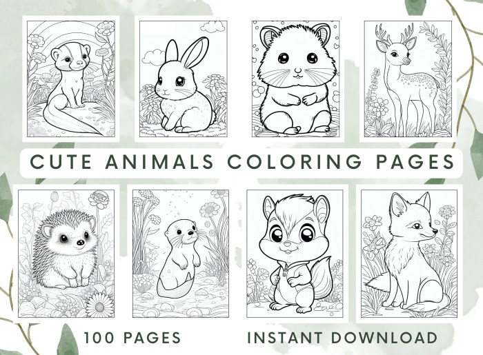 Cute cuddly animal coloring pichers