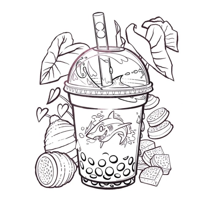 Animal boba coloring pages