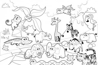 Cartoon zoo animals coloring pages