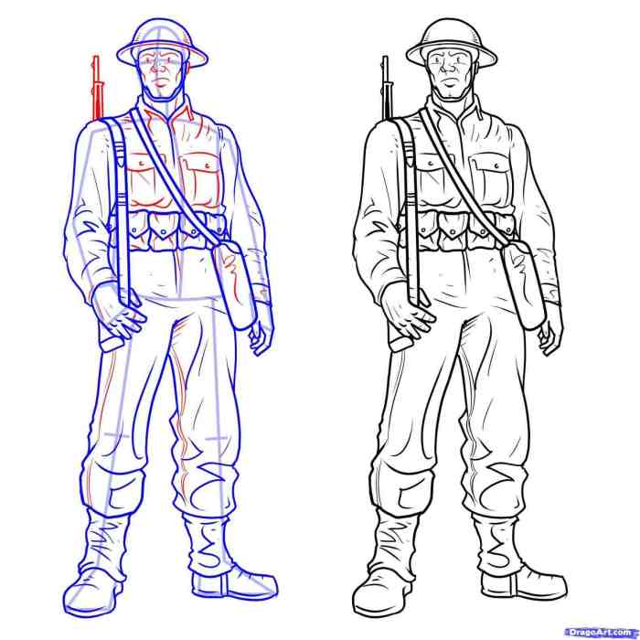 Military simple easy soldier drawing