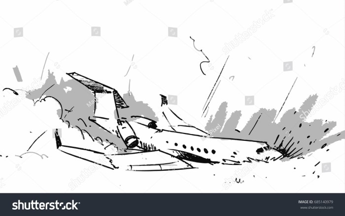 Crashed airplane easy drawing